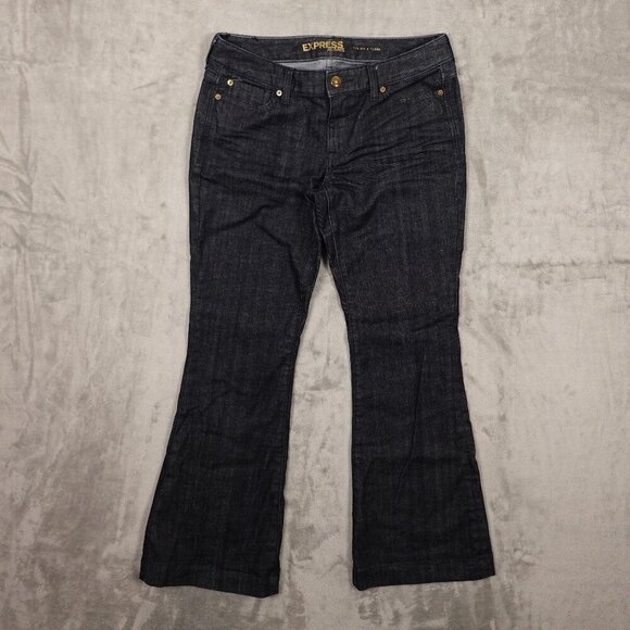 Express Jeans EVA Fit & Flare - Women's Size 10R - Dark Indigo Blue Denim - Picture 1 of 12